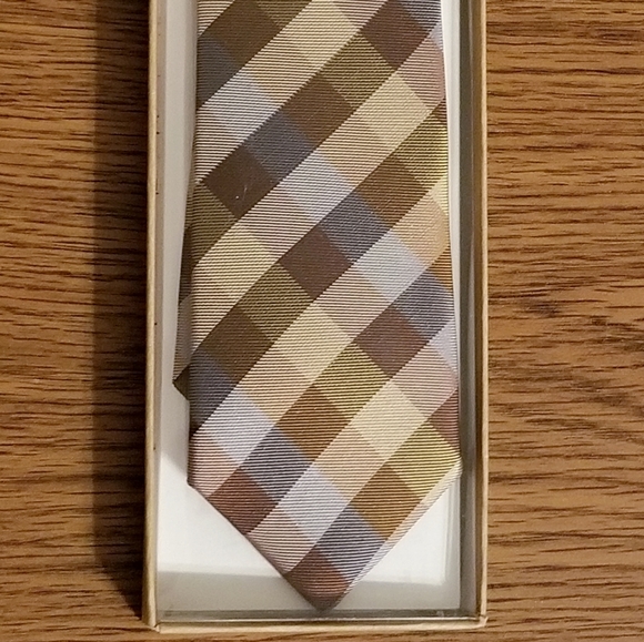 NIB Origin Ties Men's Gingham Plaid Silk Tie - Picture 5 of 5